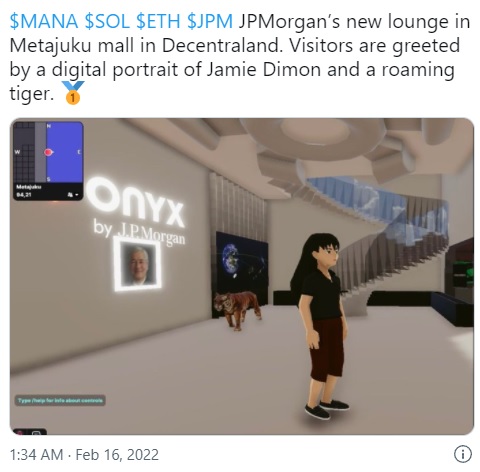 Read more about the article JPMorgan bets metaverse is a $1 trillion yearly opportunity as it becomes first bank to open in virtual world